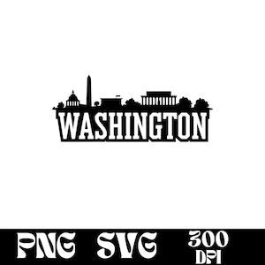 Design SVG de Washington, logotipo de Washington, vetor de horizonte de Washington, horizonte PNG, silhueta de Washington, clipart de Washington