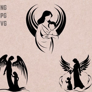 Guardian Angel Mom SVG designs, Memorial vector, Mother PNG,  Mom love bundle, Angel Wings clipart, Guardian Angel T-shirt printable