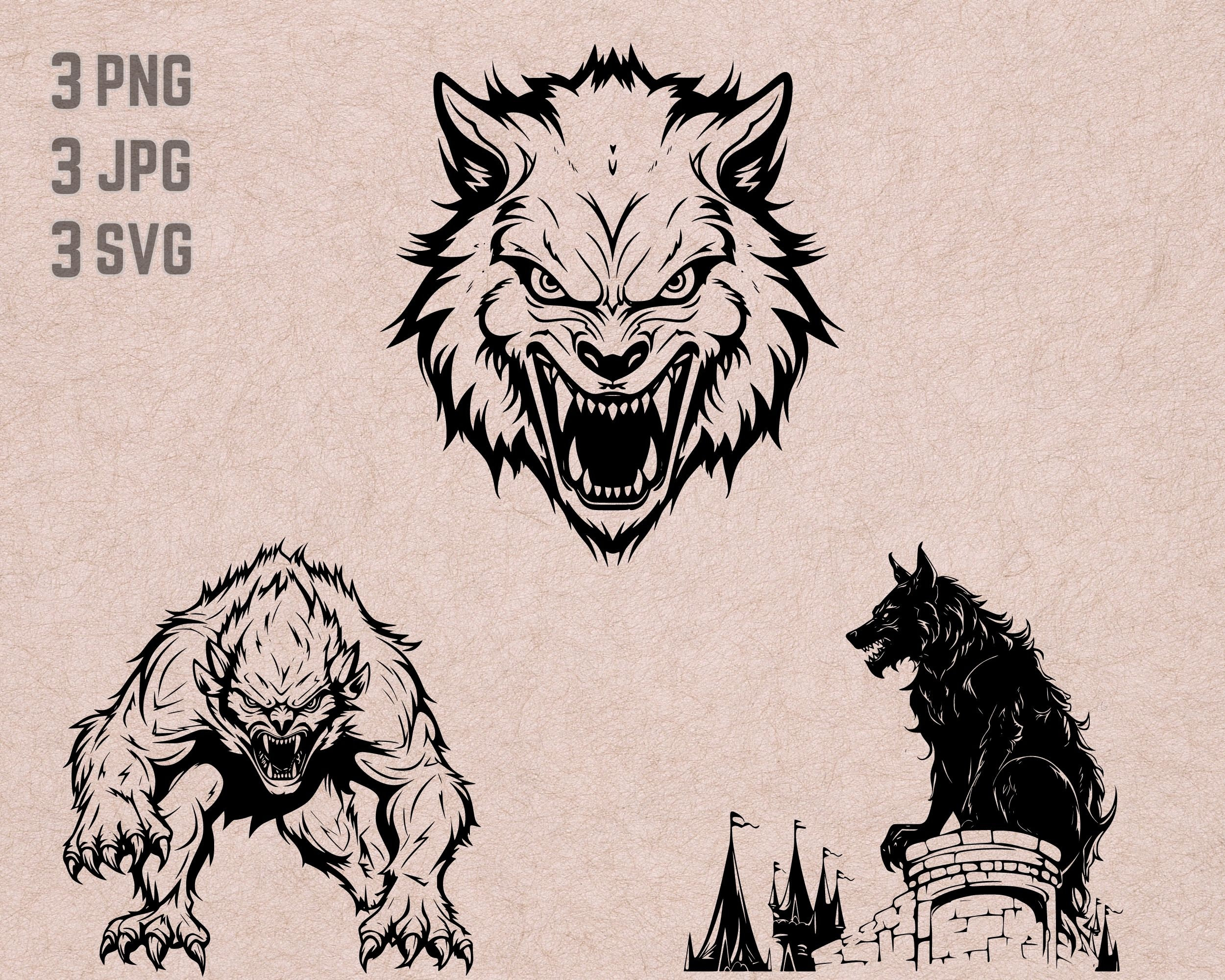 Werewolf SVG Designs, Scary Werewolf Logo, Halloween Vector, Halloween