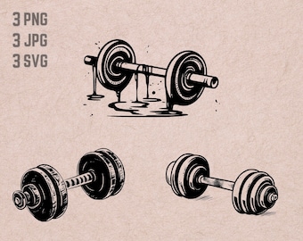 Barbell svg designs, Gym logo vector, crossfit fitness PNG, Workout bundle clipart, Weightlifting silhouette ,T-shirt Printable