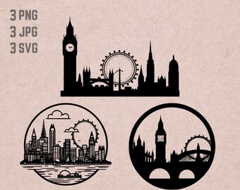 London Skyline SVG designs, London logo, London Skyline vector, Skyline PNG, London bundle, Urban Clipart