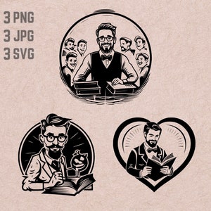 Lehrer SVG-Designs, Professor-Logo, Tutor-Vektorgrafik, Geschenk für Lehrer-Bundle, Bester Lehrer Clipart, Highschool svg, College svg