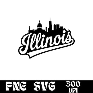 Conception de l'Illinois SVG, logo de l'Illinois, vecteur de l'Illinois, ligne d'horizon de l'Illinois PNG, Clipart Illinois