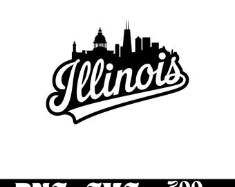 Illinois SVG design, Illinois logo, Illinois vector, Illinois Skyline PNG, Illinois Clipart