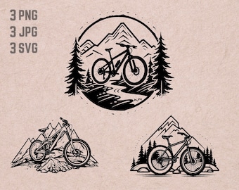 Mountainbike SVG ontwerpen, fiets vector, fiets PNG, mountainbiker logo bundel, fietsen clipart, T-shirt afdrukbaar