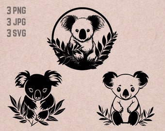 Koala Bear Jungle Scene svg designs, Koala logo vector, Safari PNG, Jungle Scene bundle clipart, Zoo Animals JPG ,T-shirt Printable