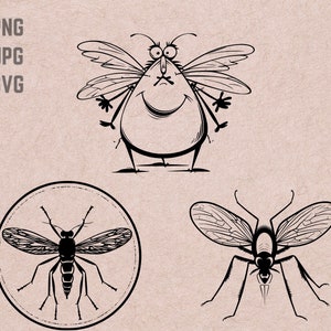 Projetos SVG de mosquito, logotipo de mosquito, vetor de mosquito grande, mosquitos PNG, pacote de insetos, clipart de insetos