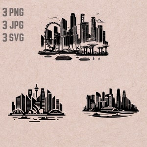 Singapore Skyline SVG designs, Singapore logo, Singapore Skyline vector, Asia clipart, Skyline PNG, World bundle, Urban Clipart