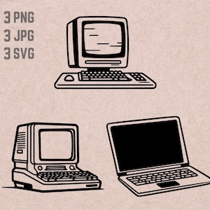 Conceptions d'ordinateur SVG, logo PC, vecteur d'ordinateur portable, ordinateur Old School PNG, lot d'ordinateurs, clipart pc