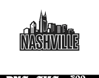 Nashville skyline SVG-ontwerp, Nashville-logo, Nashville skyline vector, skyline PNG, Nashville silhouet, Nashville clipart