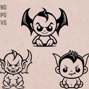 Schattige duivel baby SVG ontwerpen, duivel vector, schattige baby PNG, demon baby bundel, duivel vleugels clipart, T-shirt afdrukbaar