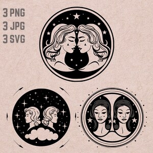 Gemini Zodiac Sign svg designs, Gemini logo, Zodiac Sign PNG, Zodiac bundle clipart, Astrology JPG ,Planet JPG, Astrology Sign clipart