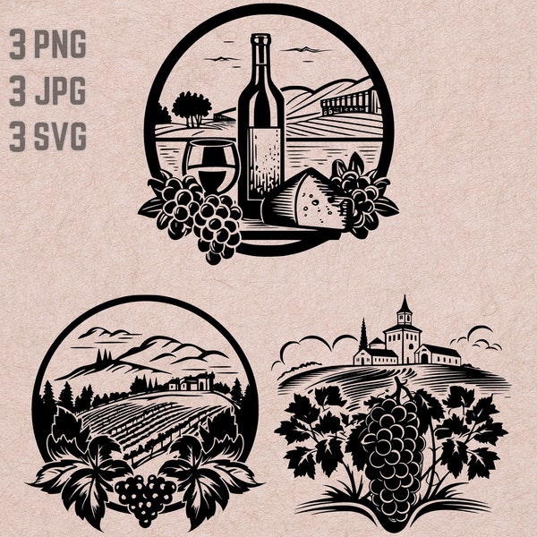 Winery SVG designs, Winery logo, Vineyard vector, Wine and Cheese PNG, Wine bundle, Winery Clipart