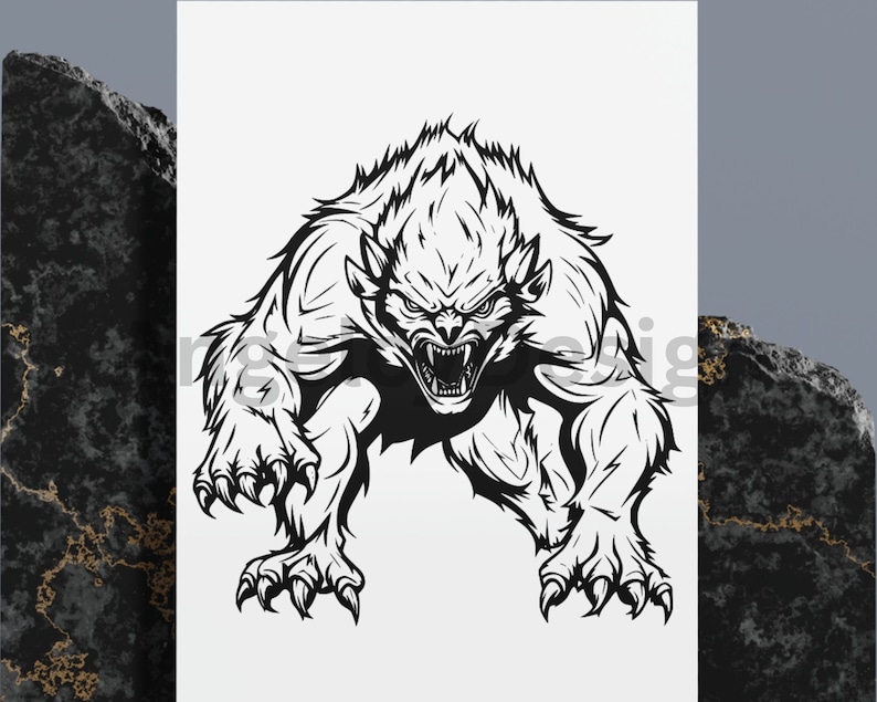 Werewolf SVG Designs, Scary Werewolf Logo, Halloween Vector, Halloween