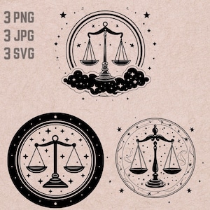 Diseños svg de signo del zodíaco de Libra, logotipo de Libra, PNG de signo del zodíaco, imágenes prediseñadas del paquete del zodíaco, JPG de astrología, imágenes prediseñadas de signos de astrología