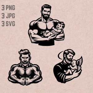 Designs Super Dad SVG, logotipo do Dia dos Pais, vetor Strong Dad, Caring Father PNG, Gift for Dad, No.1 Dad vector
