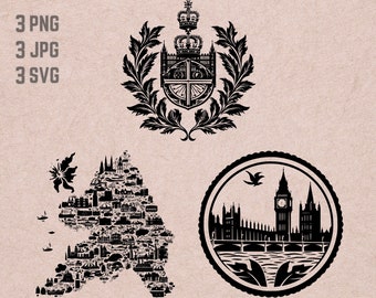 Diseños SVG del Reino Unido, logotipo de Inglaterra, vector de Gran Bretaña, PNG del mapa del Reino Unido, paquete del Reino Unido, imágenes prediseñadas de Inglaterra