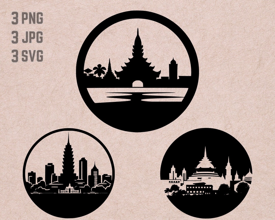 Bangkok Skyline SVG Designs, Bangkok Logo, Bangkok Skyline Vector