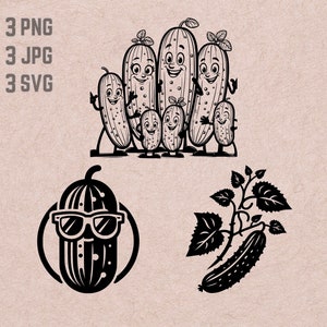Conceptions de svg de concombre, logo de concombre, vecteur de salade, clipart végétalien, légumes PNG, paquet de concombre, silhouette de plante de concombre, impression de T-shirt