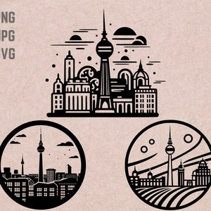Berlin Skyline SVG designs, Berlin logo, Berlin Skyline vector, Skyline PNG, World Cities bundle, Urban Clipart