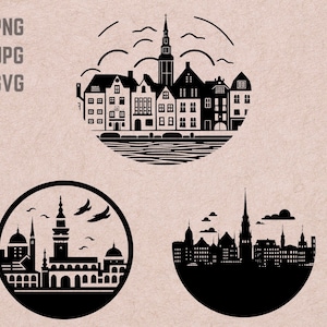 Kopenhagen Skyline SVG ontwerpen, Kopenhagen logo, Kopenhagen Skyline vector, Skyline PNG, World Cities bundel, Urban Clipart
