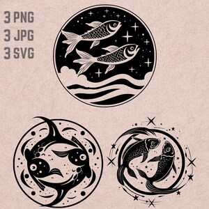 Pisces Zodiac Sign svg designs, Pisces logo, Zodiac Sign PNG, Zodiac bundle clipart, Astrology JPG, Astrology Sign clipart