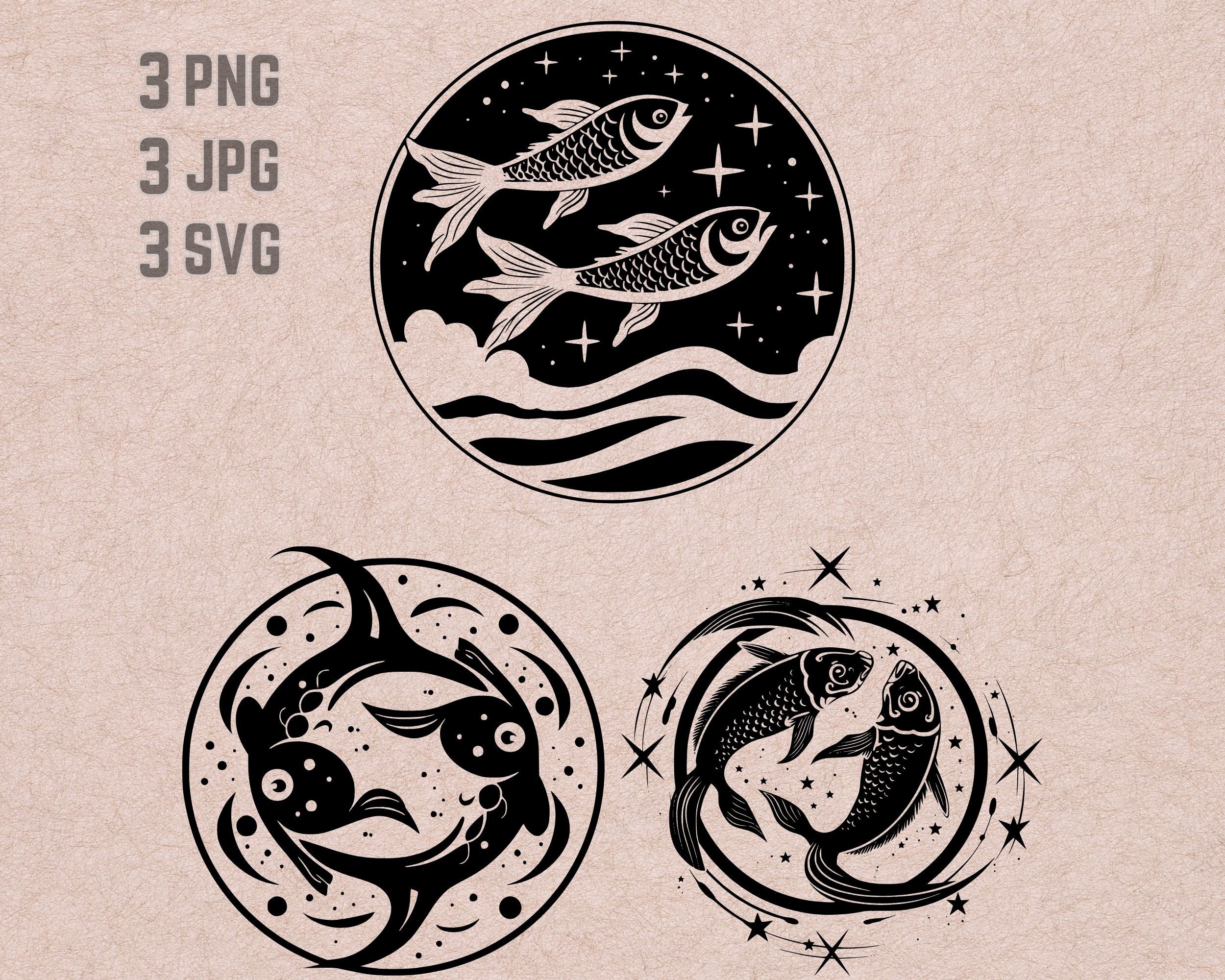Pisces Zodiac Sign Svg Designs, Pisces Logo, Zodiac Sign PNG