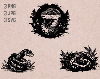 Snake Jungle Scene svg designs, Reptile logo vector, Safari PNG, Jungle Scene bundle clipart, Zoo Animals JPG ,T-shirt Printable