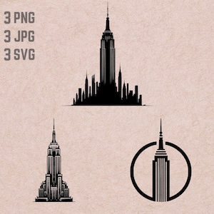 Diseños SVG del Empire State Building, logotipo del Empire State Building, vector de Nueva York, png de América, paquete de arquitectura famosa, imágenes prediseñadas de Nueva York