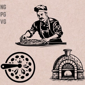 Pizza Chef SVG designs, Pizza Oven vector, Fast food PNG,  Italian food bundle, Pizza Cutter JPG, T-shirt printable