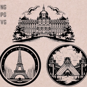 France SVG designs, France logo, Château de Versailles vecteur, Musée du Louvre png, France bundle, Tour Eiffel Clipart