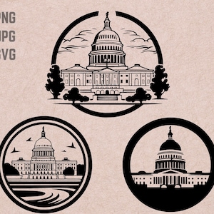 Projetos SVG do horizonte de Washington, D.C., logotipo de Washington, D.C., vetor de horizonte de Washington, D.C., horizonte PNG, pacote de cidades dos EUA, clipart urbano