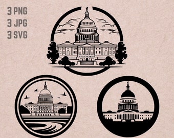 ワシントン D.C. スカイライン SVG デザイン、ワシントン D.C. ロゴ、ワシントン D.C. スカイライン ベクター、スカイライン PNG、米国都市バンドル、都市クリップアート