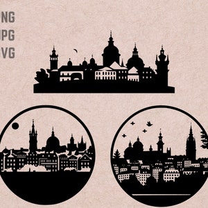 Prague Skyline SVG designs, Prague logo, Prague Skyline vector, Skyline PNG, World Cities bundle, Urban Clipart