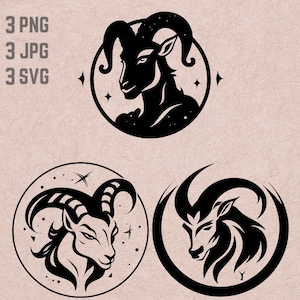 Capricorn Zodiac Sign svg designs, Capricorn logo, Zodiac Sign PNG, Zodiac bundle clipart, Astrology JPG, Astrology Sign clipart