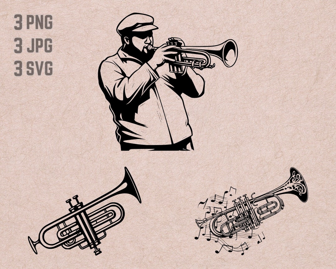 Trumpet SVG Designs, Music Instrument Logo, Trumpet Vector, Bugle PNG ...