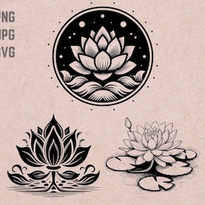 Lotus SVG ontwerpen, Lotus logo, bloem vector, Lotus scène png, Lotus bundel, bloemen clipart