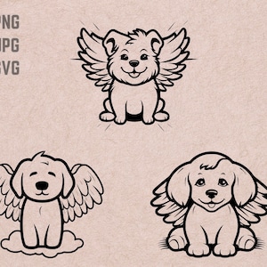 Schutzengel Hund SVG designs, Memorial Vektor, Hund PNG, Hund Liebe Bundle, Engelflügel Clipart, Schutzengel T-shirt printable