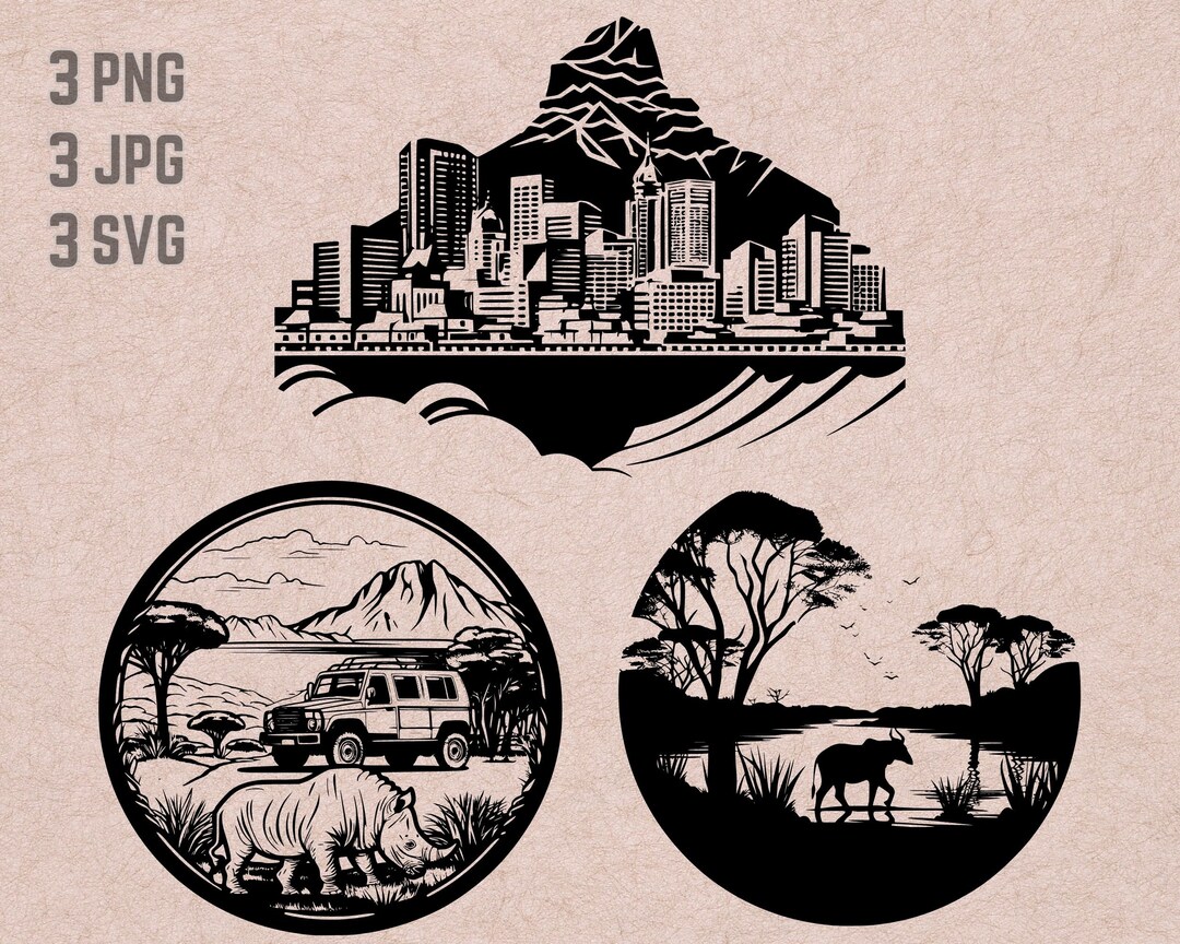 South Africa SVG Designs, South Africa Logo, Safari Vector, Cape Town
