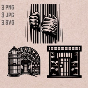 Gevangenis SVG ontwerpen, gevangenis logo, gevangenis cel PNG, gevangenis bundel clipart, gevangenis bars JPG, gevangene clipart, veroordeelde SVG