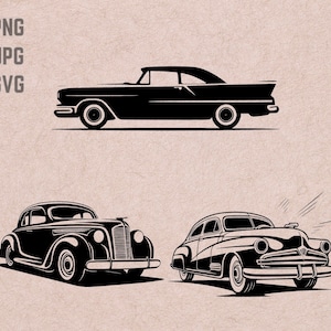 Projekty Vintage Classic Car SVG, Classic Car, Retro Car wektor, Classic vehicle PNG, Old School Automobile bundle, Retro Clipart