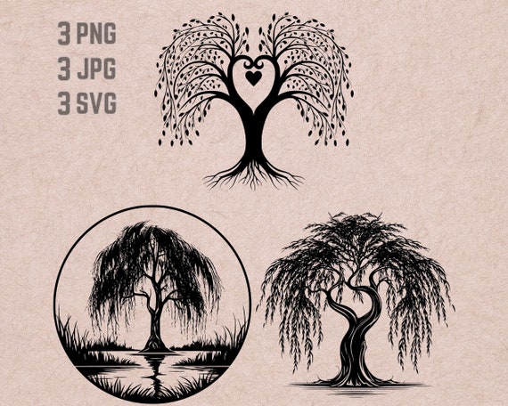 Willow Tree SVG Designs, Willow Tree Logo, Willow Tree Heart