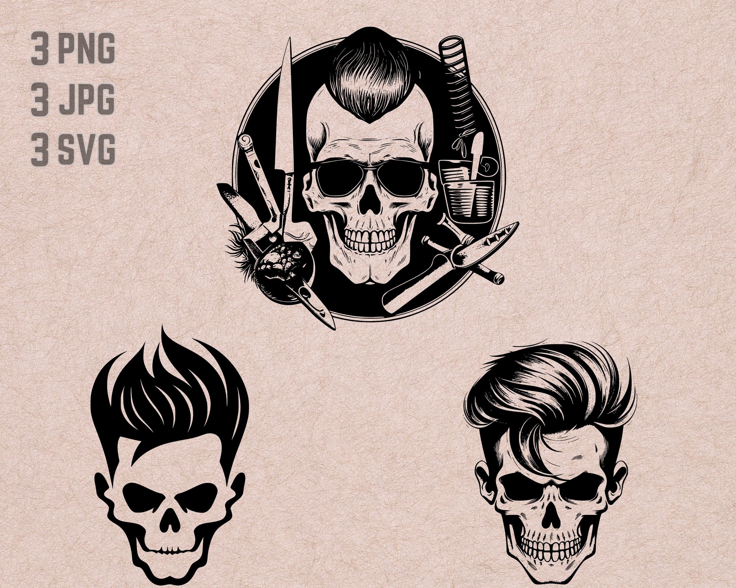 Rock n Roll Rockabilly Skull Barber Scissors' Sticker
