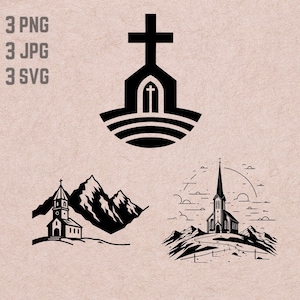Church SVG designs, Church  logo, Cross PNG,  Christianity bundle, Religion JPG, Faith vector, God clipart