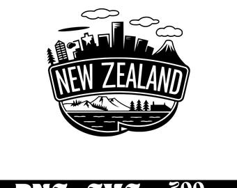 New Zealand SVG design, New Zealand logo, Maori vector, New Zealand PNG, New Zealand Skyline, Landscape Clipart