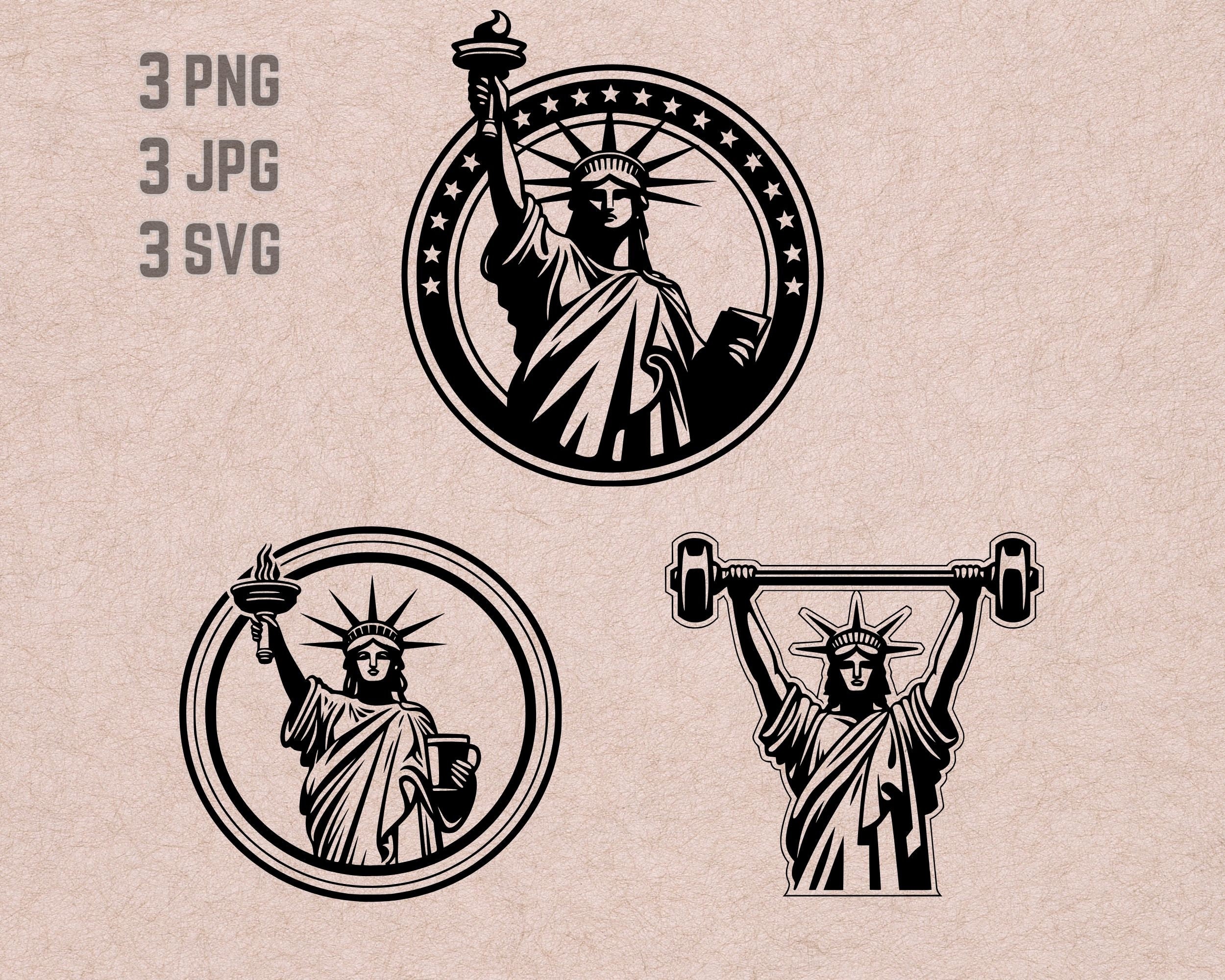 Statue of Liberty SVG Designs, Lady Liberty Logo, Barbell Vector