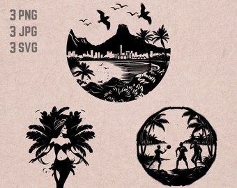 Diseños SVG de Brasil, logotipo de Brasil, vector de Carnaval, png de la playa de Copacabana, paquete de Brasil, Rio Clipart