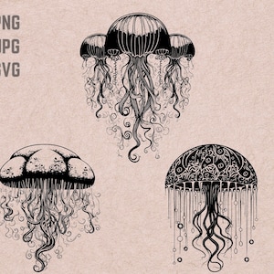 Psychedelic jellyfish SVG designs, Wall art vector, Psychedelic PNG,  Jellyfish bundle, Hippie decor, T-shirt printable