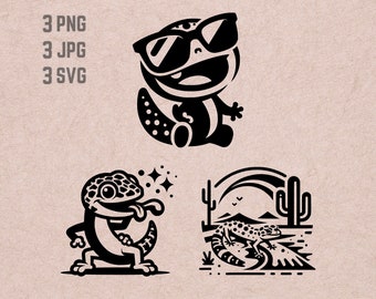 Leopard gecko svg designs, Leopard gecko logo, Reptile PNG, Leopard gecko bundle clipart, Lizard JPG , Sunglasses vector