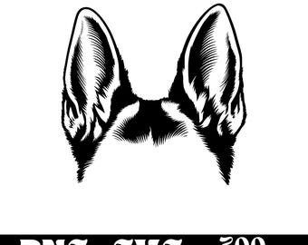 German Shepherd Ears SVG design, dog logo, dog lover vector, funny dog PNG, dog breed clipart, pet silhouette ,T-shirt Printable